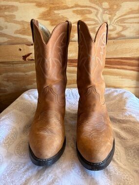 DURANGO Brown Leather Pull On Cowboy Boots Size 11 D